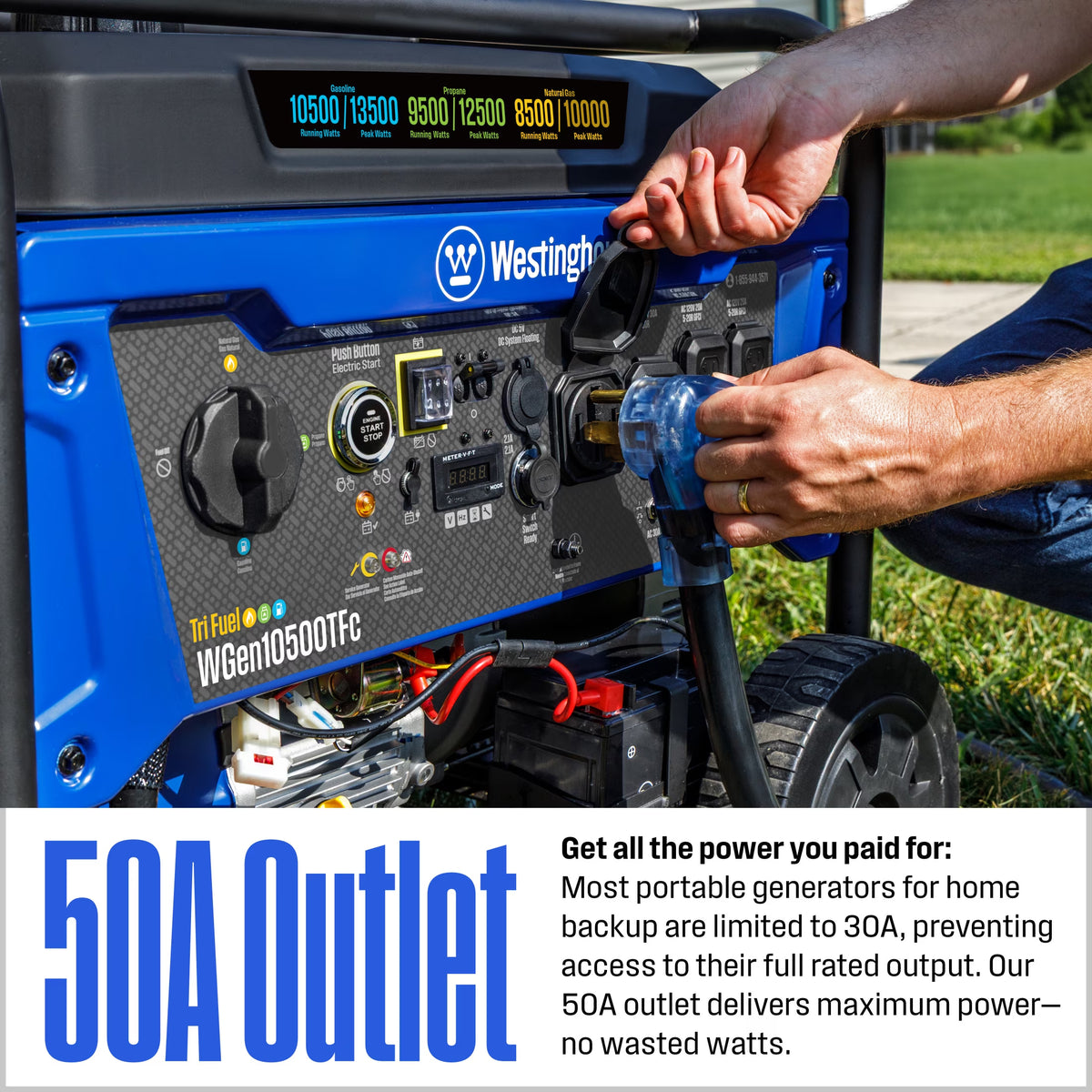 Tri-Fuel Power Generator 13500 Peak Watt Remote Electric Start