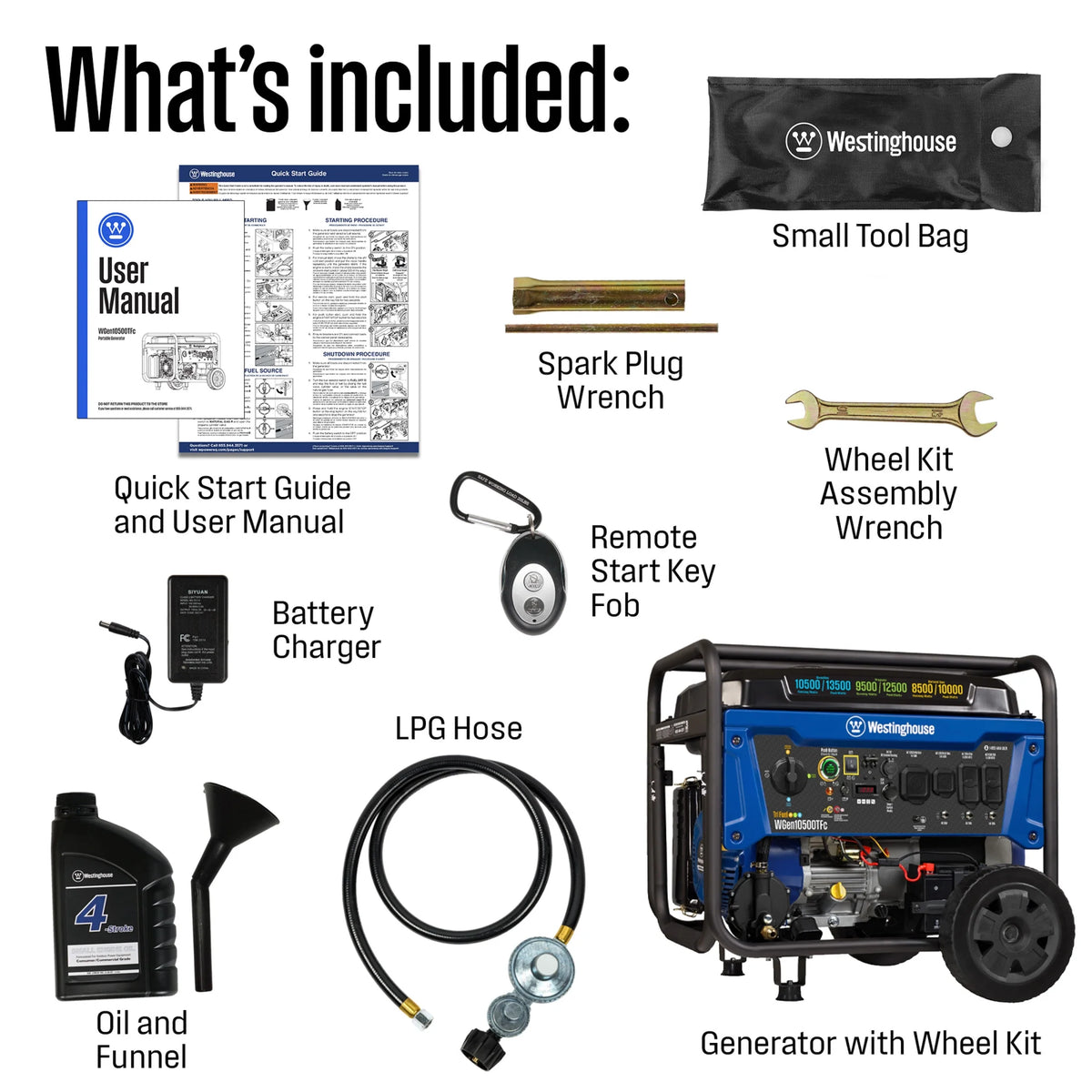 Tri-Fuel Power Generator 13500 Peak Watt Remote Electric Start