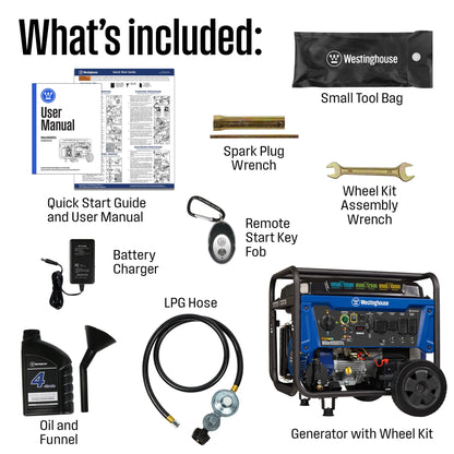 Tri-Fuel Power Generator 13500 Peak Watt Remote Electric Start