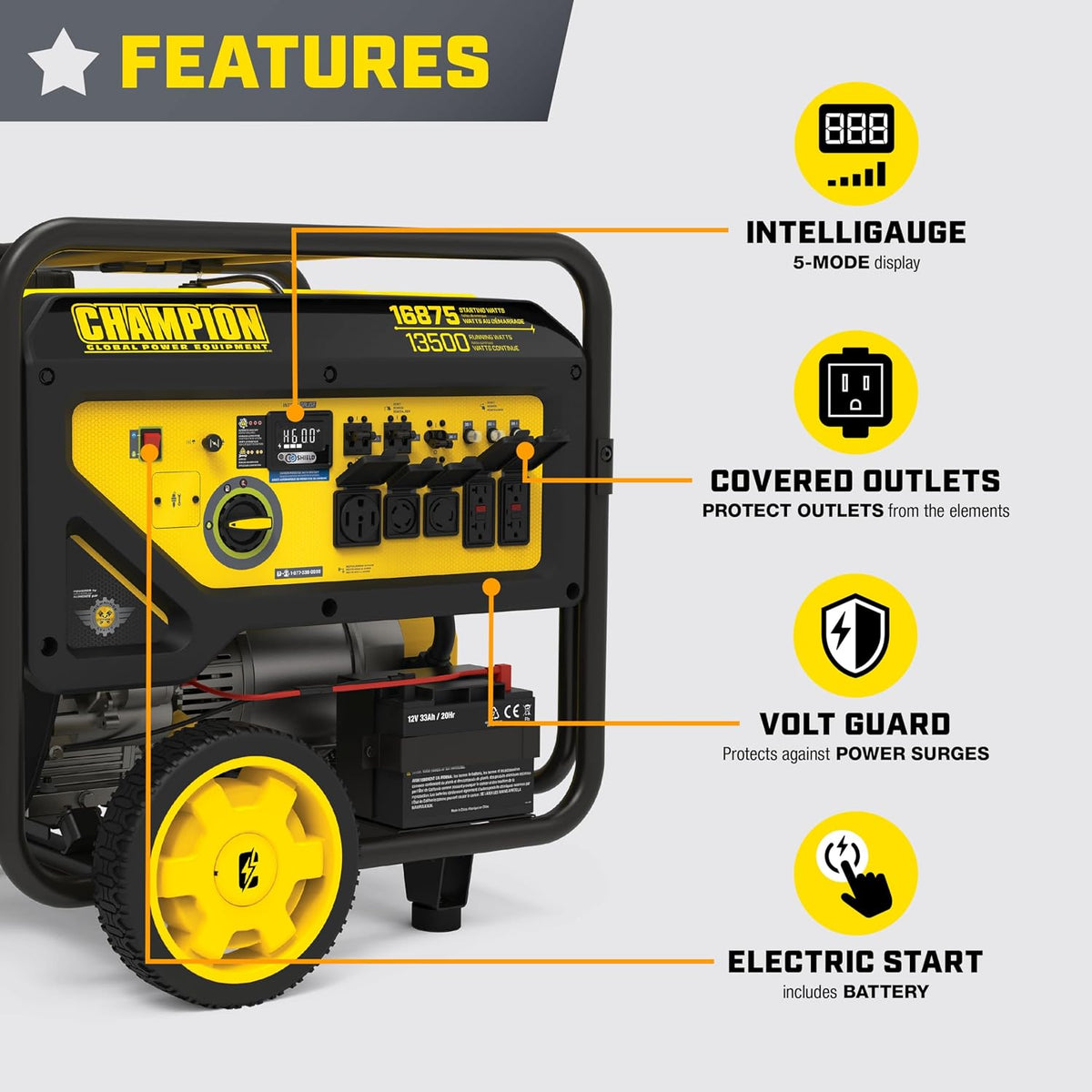 Champion 16,875-Watt Electric Start Portable Generator