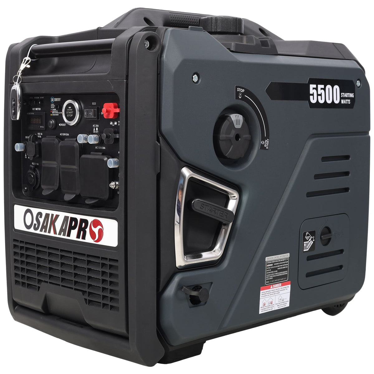 Super Quiet 5.5Kw Dual Fuel Inverter Generator with Electric & Remote Start - Dark Gray