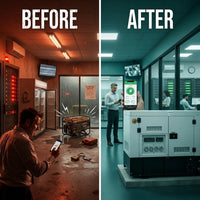 Industrial Generator Built for Mission-Critical Power, 9kW Capacity, Silent Operation, Digital Monitoring — Before & After